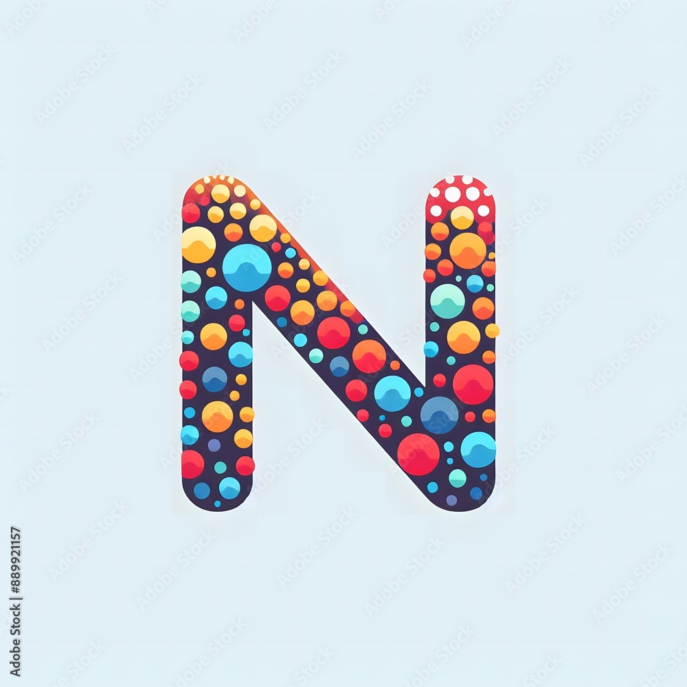 Fototapete AI Generate of Logo Letter N created using random color dots
