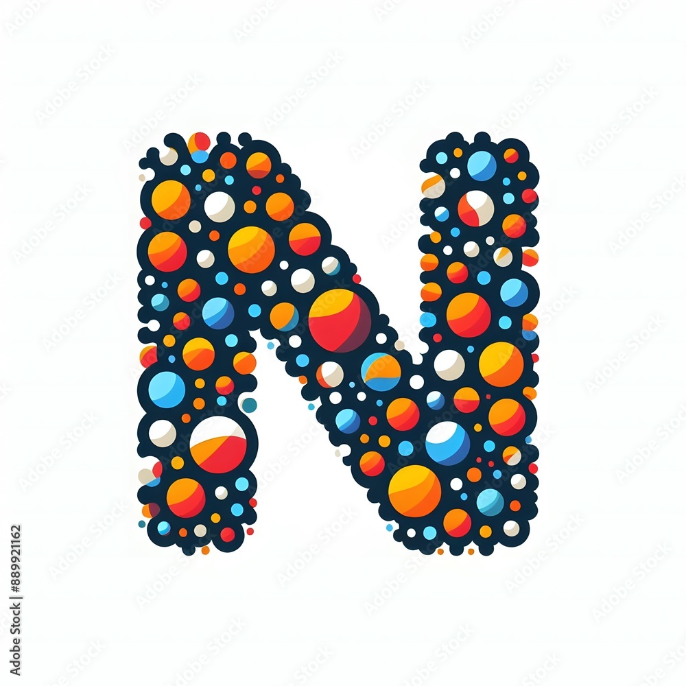 Fototapete AI Generate of Logo Letter N created using random color dots