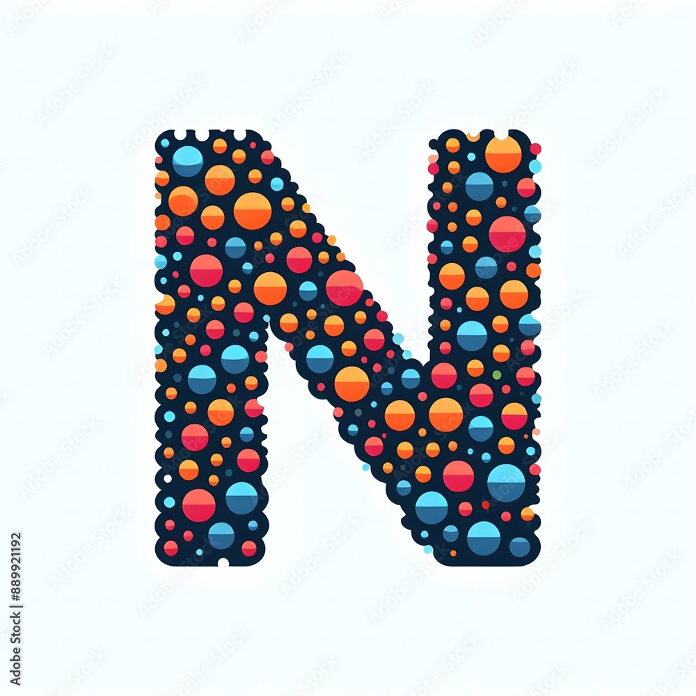 Fototapete AI Generate of Logo Letter N created using random color dots