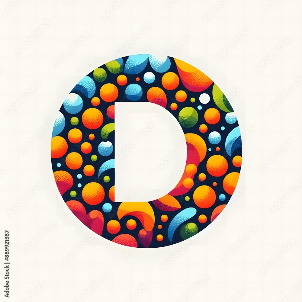 Fototapete AI Generate of Logo Letter O created using random color dots
