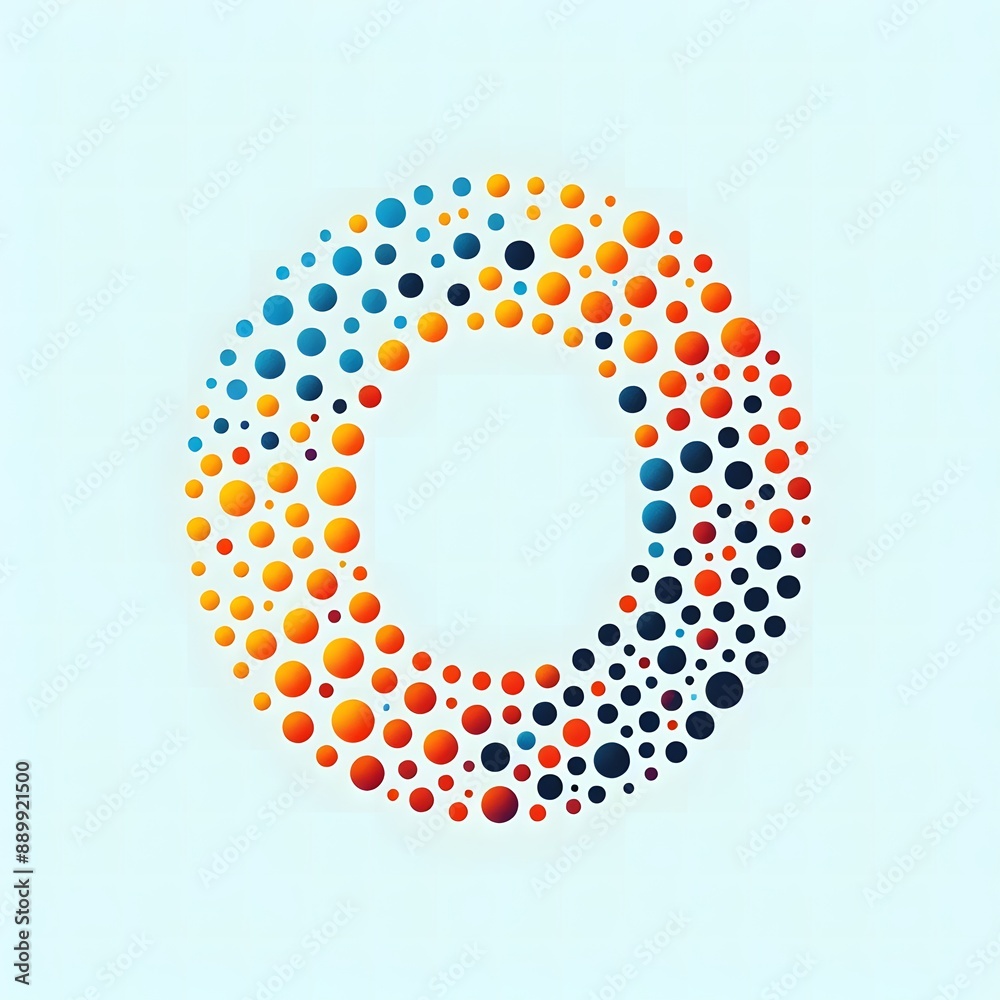 Fototapete AI Generate of Logo Letter O created using random color dots