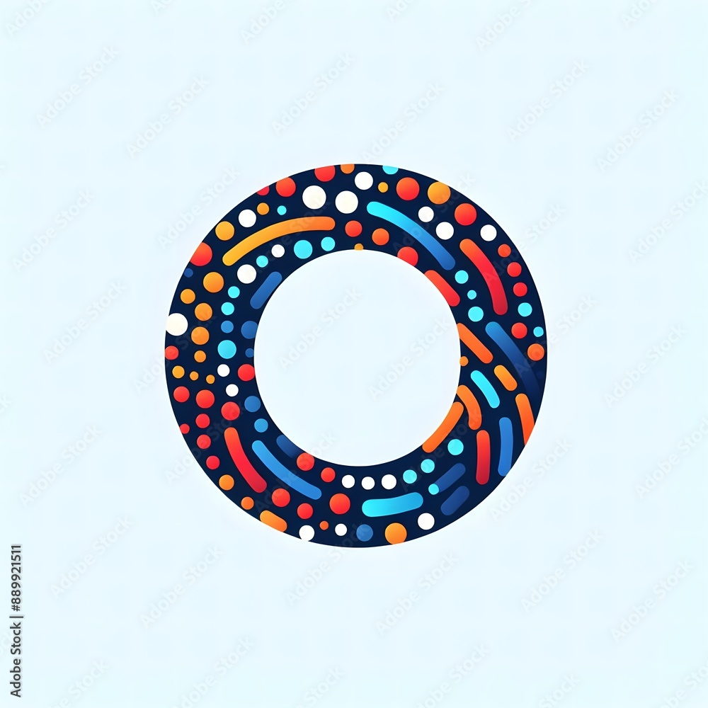 Fototapete AI Generate of Logo Letter O created using random color dots