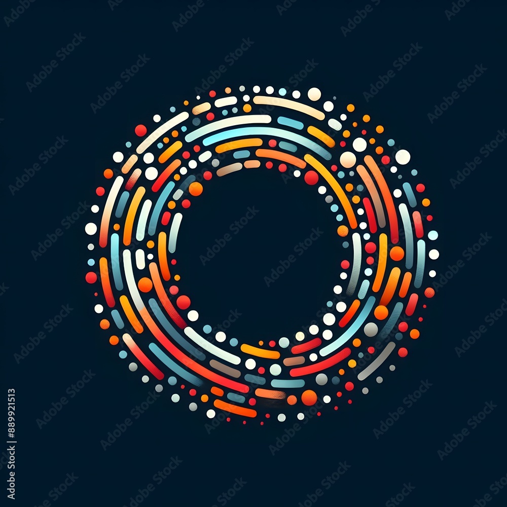 Fototapete AI Generate of Logo Letter O created using random color dots