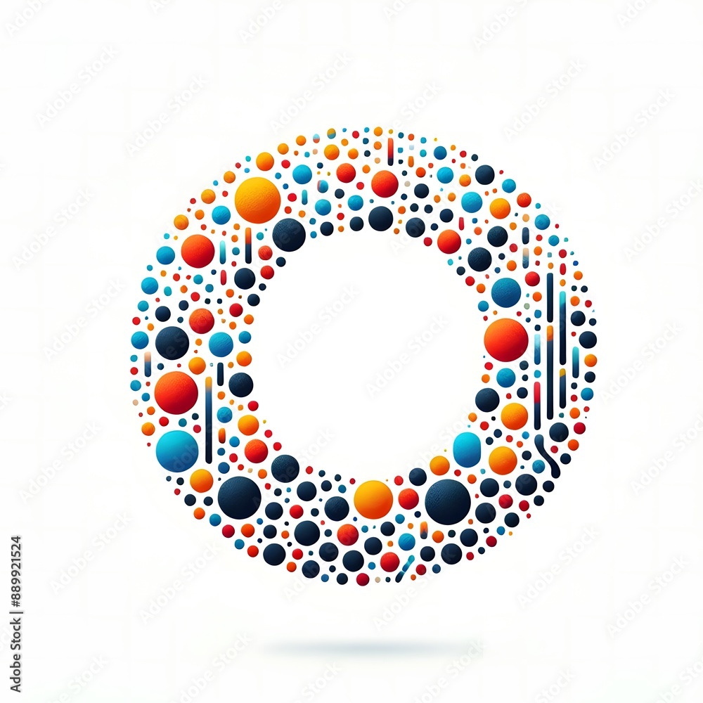 Fototapete AI Generate of Logo Letter O created using random color dots