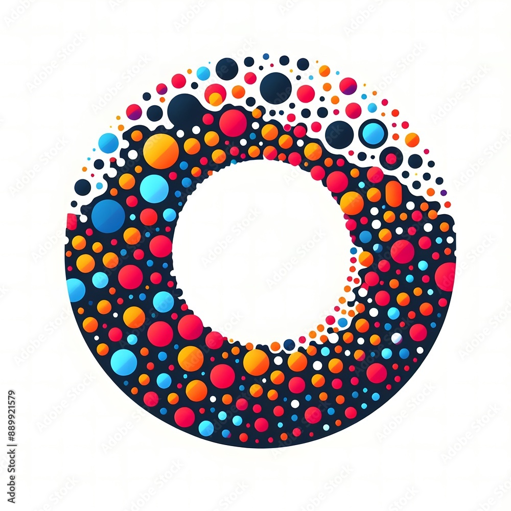 Fototapete AI Generate of Logo Letter O created using random color dots
