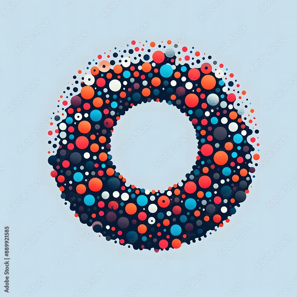 Fototapete AI Generate of Logo Letter O created using random color dots