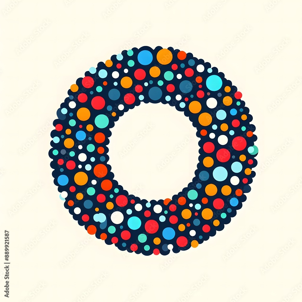 Fototapete ai generate of logo letter o created using random color dots