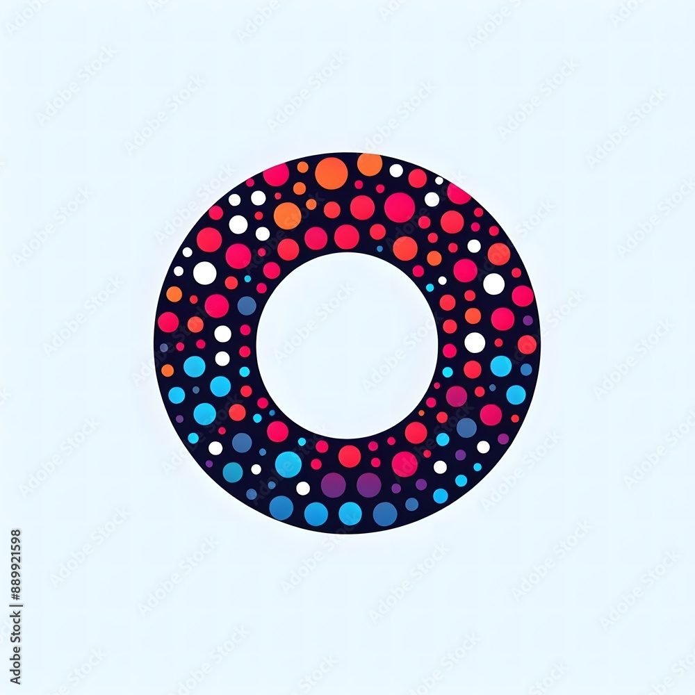 Fototapete AI Generate of Logo Letter O created using random color dots