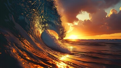 Wave over the sunset