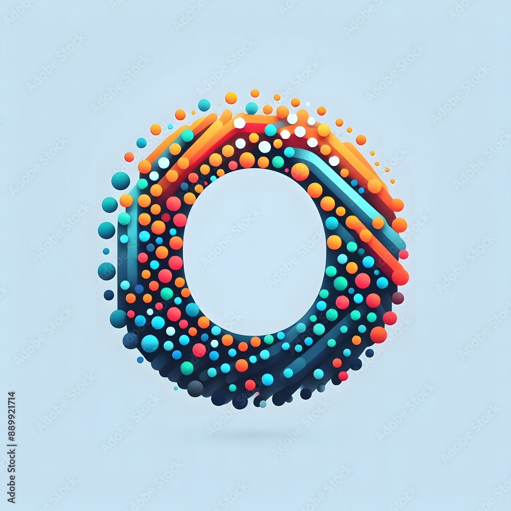 Fototapete AI Generate of Logo Letter O created using random color dots