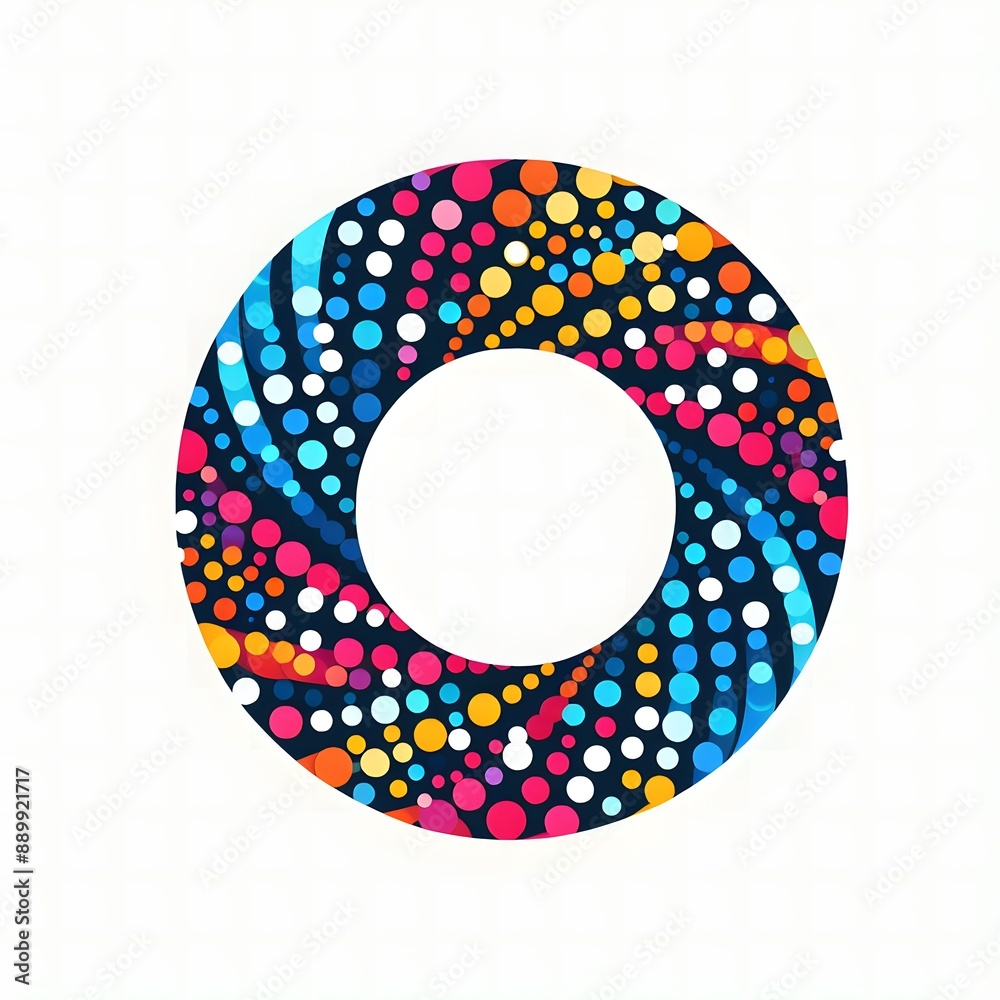Fototapete AI Generate of Logo Letter O created using random color dots