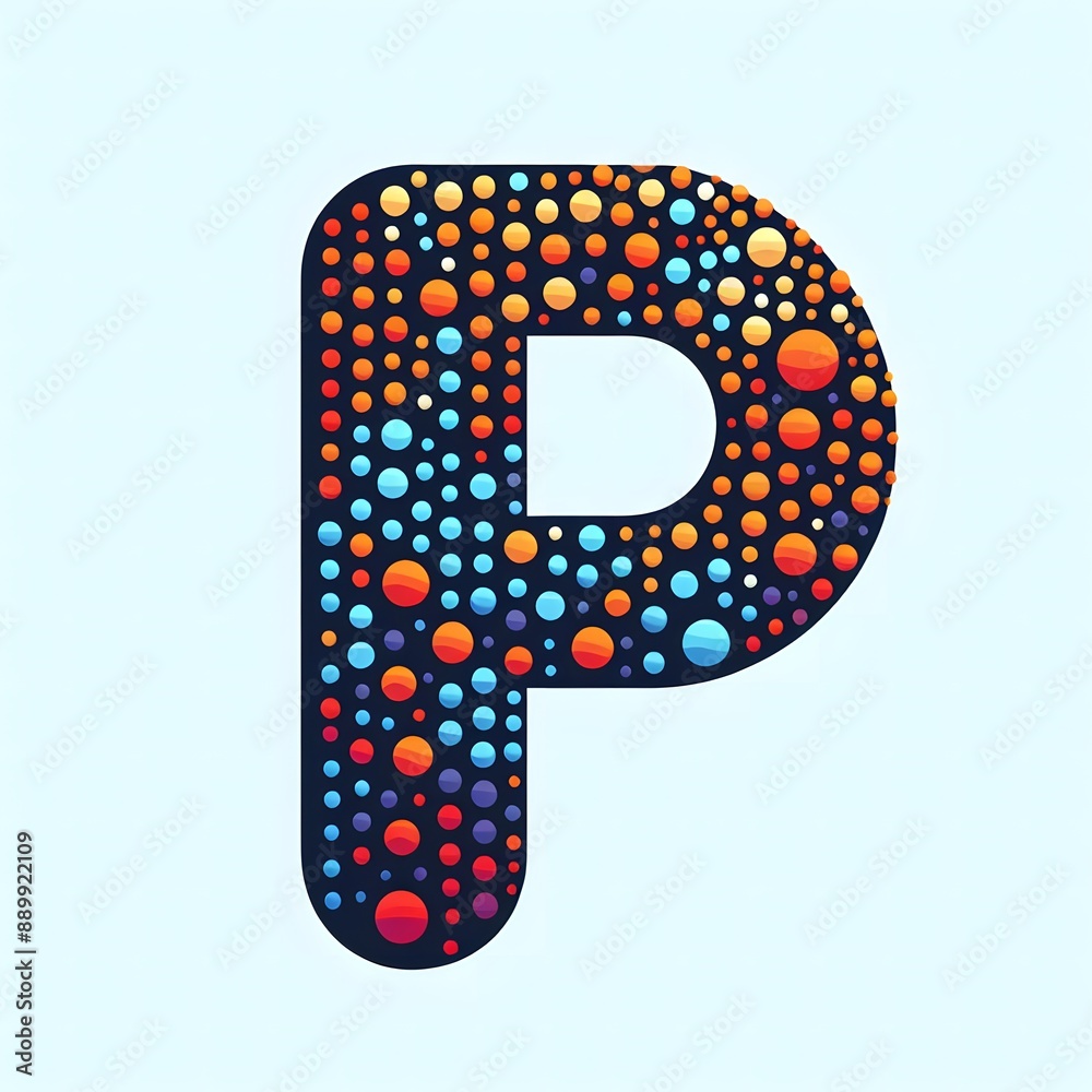 Fototapete AI Generate of Logo Letter P created using random color dots