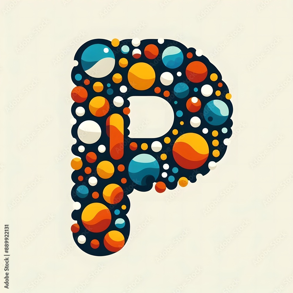 Fototapete AI Generate of Logo Letter P created using random color dots