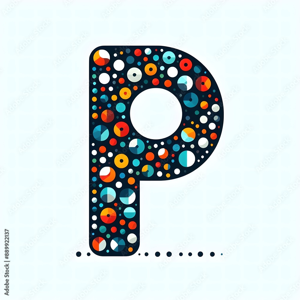 Fototapete AI Generate of Logo Letter P created using random color dots