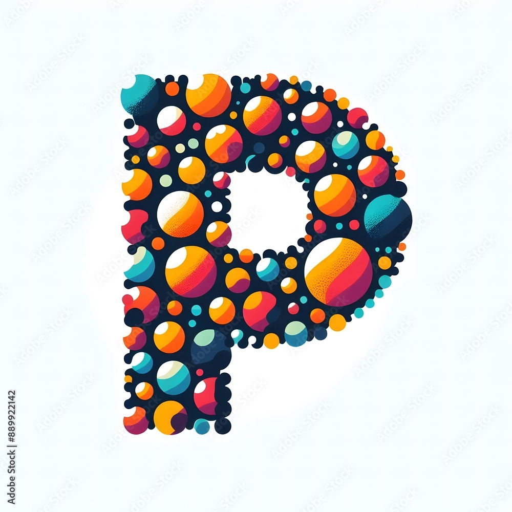Fototapete AI Generate of Logo Letter P created using random color dots