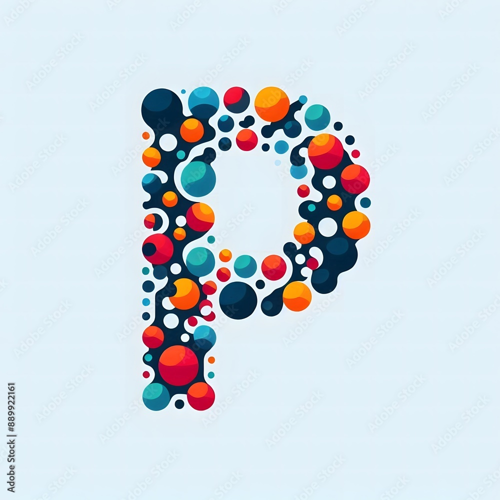 Fototapete AI Generate of Logo Letter P created using random color dots