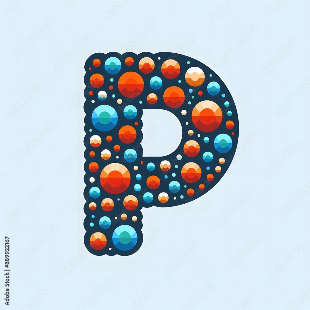 Fototapete AI Generate of Logo Letter P created using random color dots