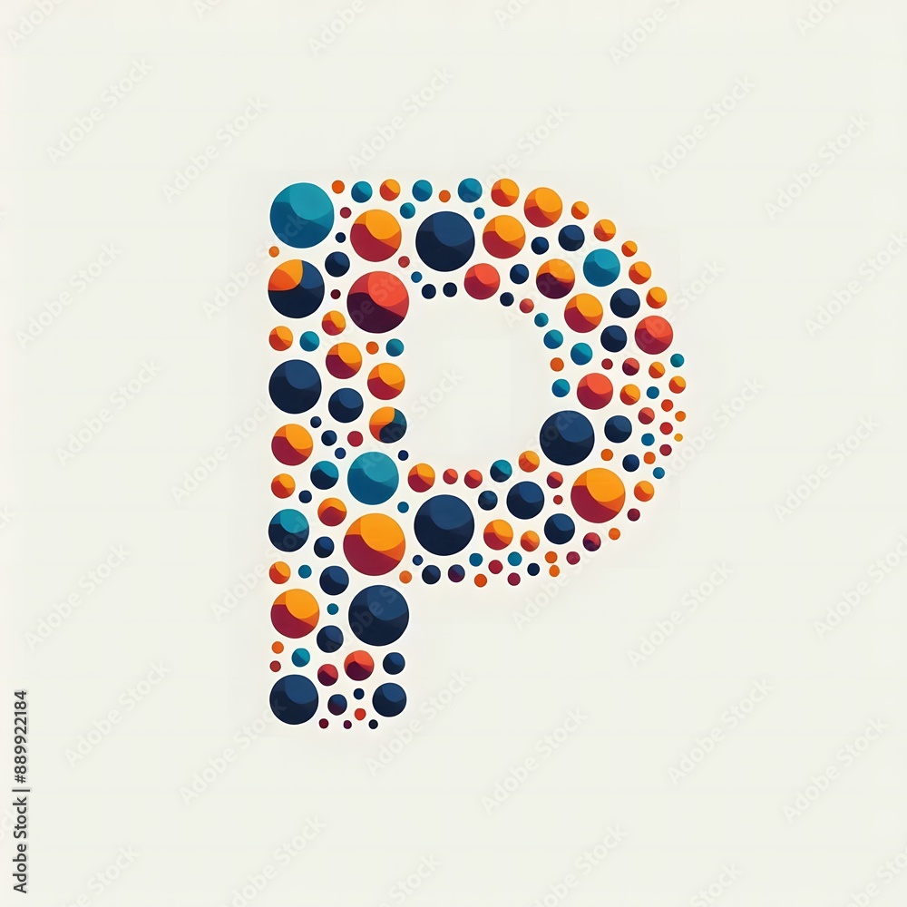 Fototapete AI Generate of Logo Letter P created using random color dots