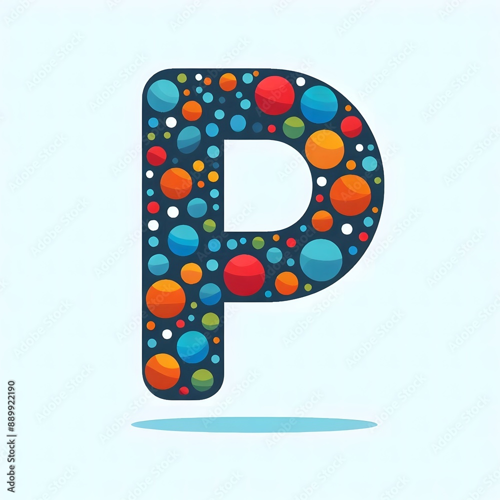 Fototapete AI Generate of Logo Letter P created using random color dots