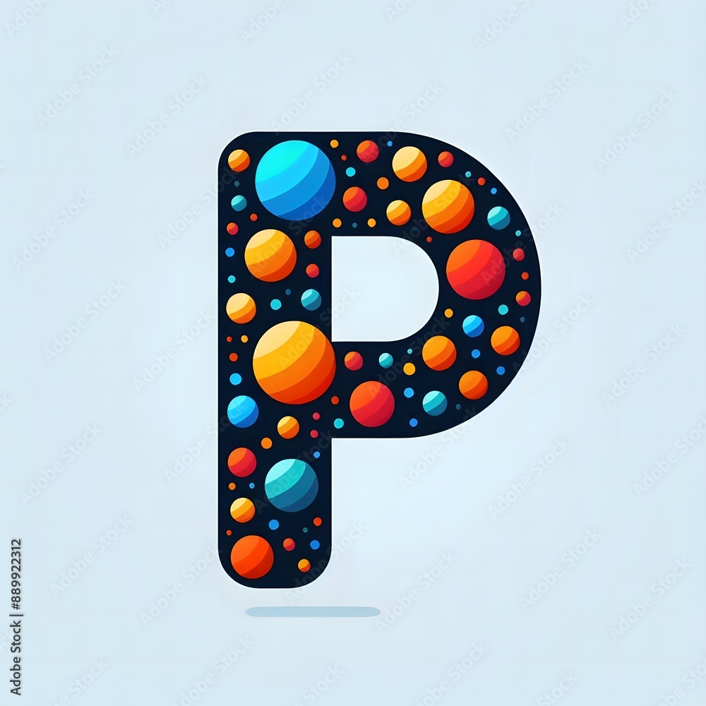 Fototapete AI Generate of Logo Letter P created using random color dots