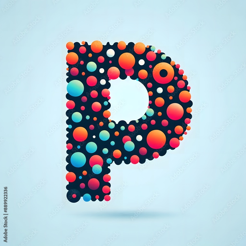 Fototapete AI Generate of Logo Letter P created using random color dots