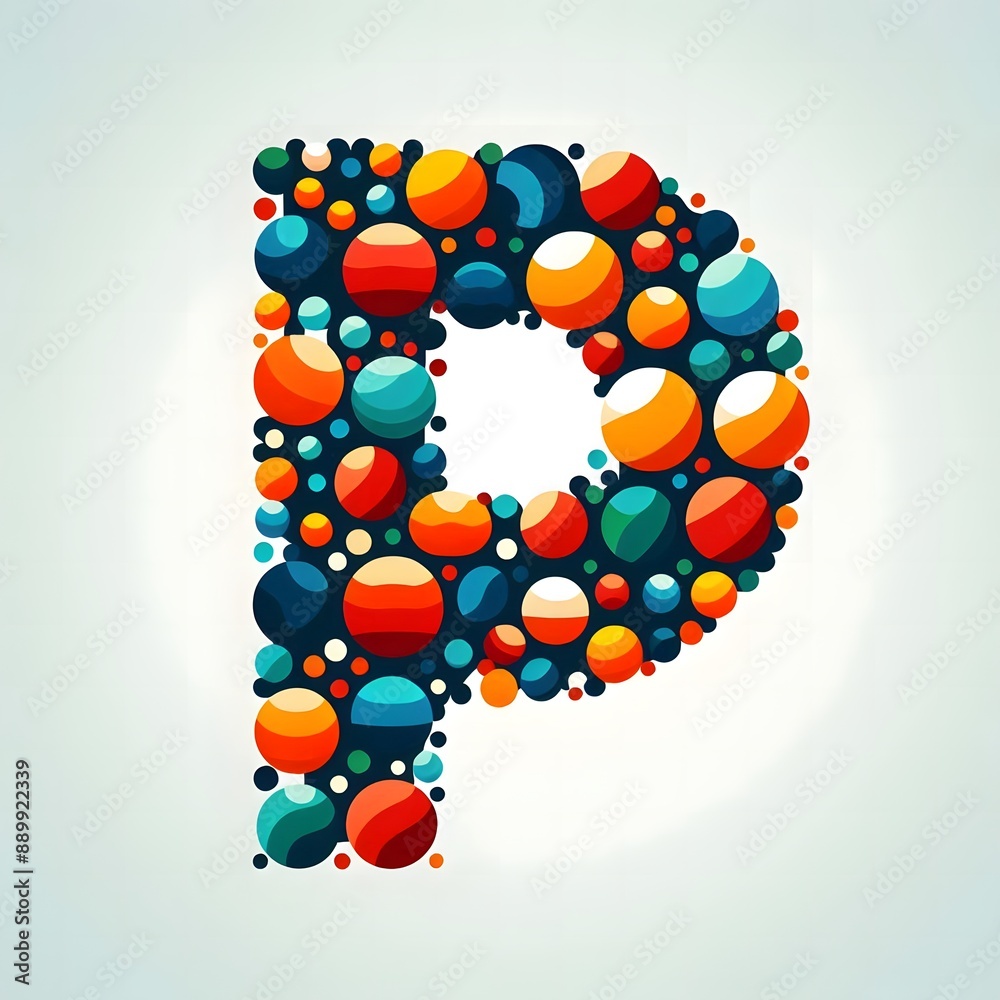 Fototapete AI Generate of Logo Letter P created using random color dots