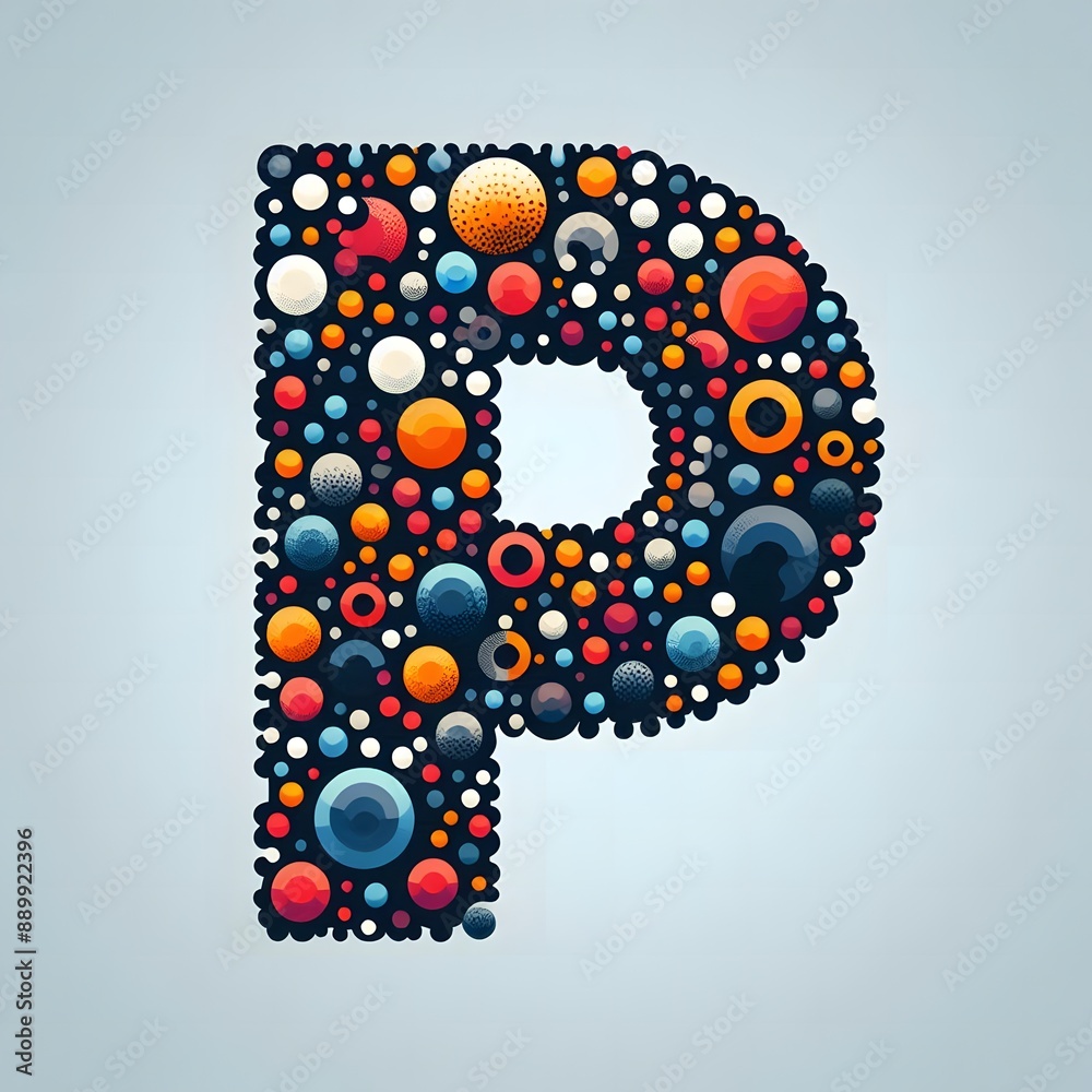 Fototapete AI Generate of Logo Letter P created using random color dots
