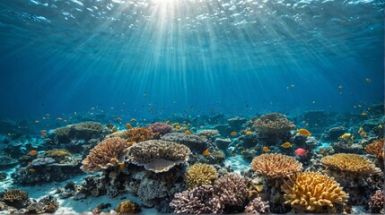 underwater photograph coral reef water deep blue color