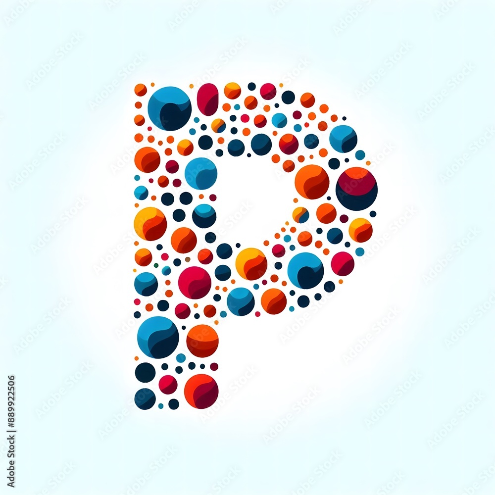 Fototapete AI Generate of Logo Letter P created using random color dots