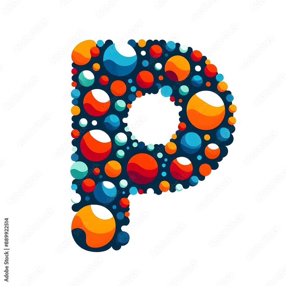 Fototapete AI Generate of Logo Letter P created using random color dots