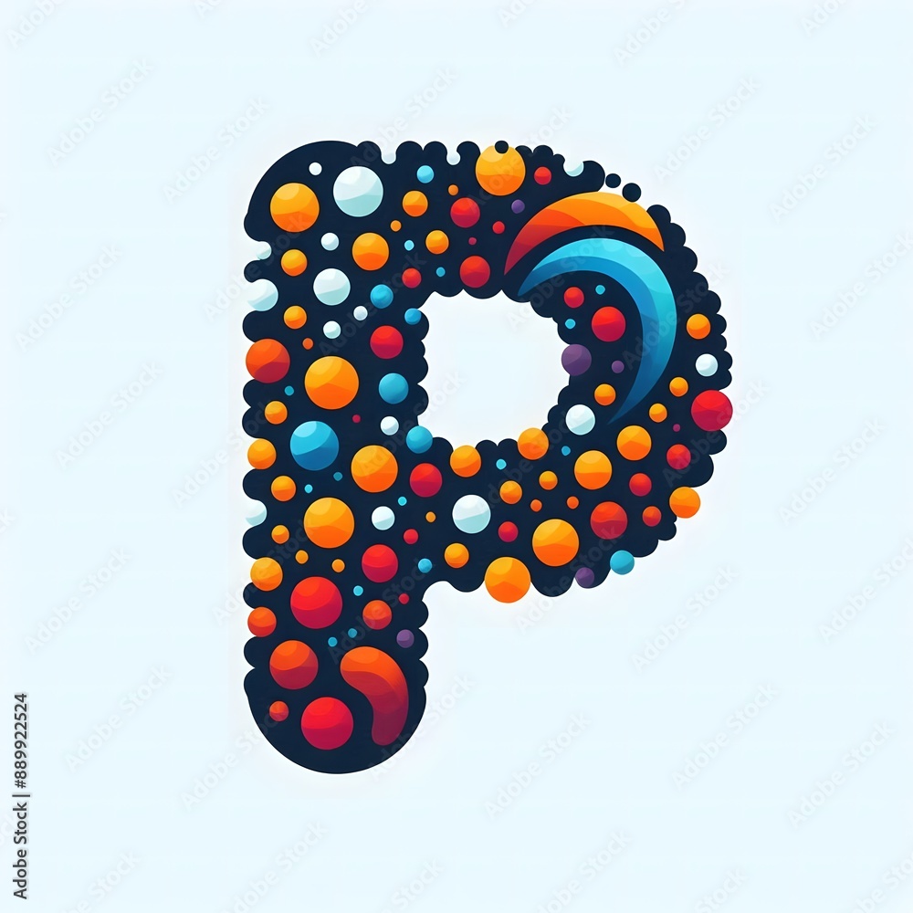 Fototapete AI Generate of Logo Letter P created using random color dots