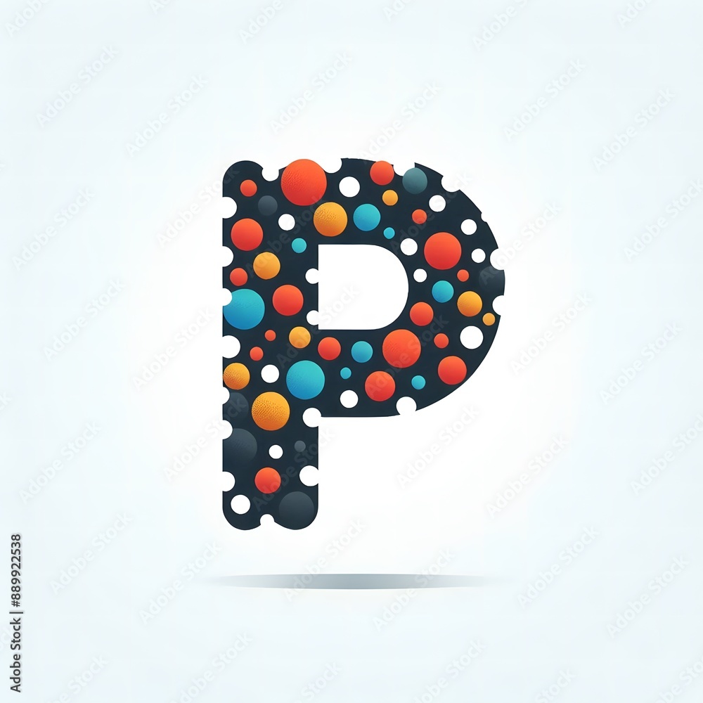 Fototapete AI Generate of Logo Letter P created using random color dots
