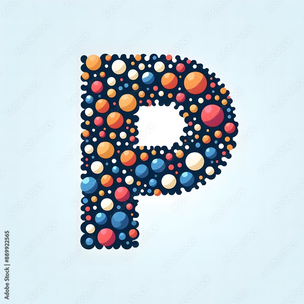 Fototapete ai generate of logo letter p created using random color dots