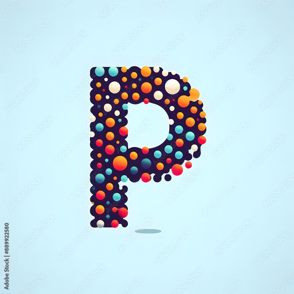 Fototapete ai generate of logo letter p created using random color dots
