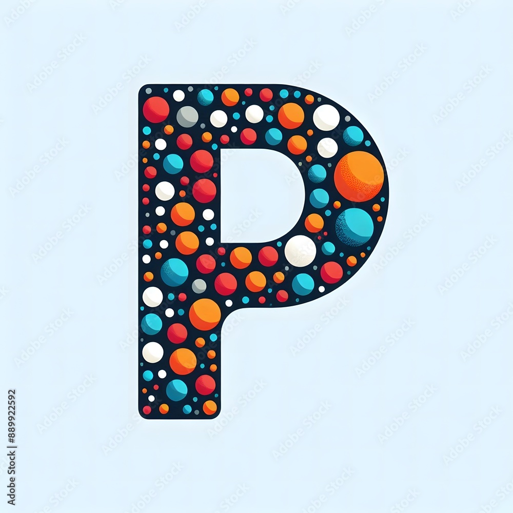 Fototapete AI Generate of Logo Letter P created using random color dots