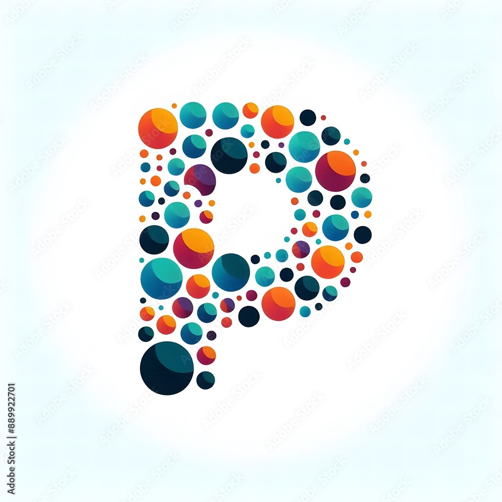 Fototapete AI Generate of Logo Letter P created using random color dots
