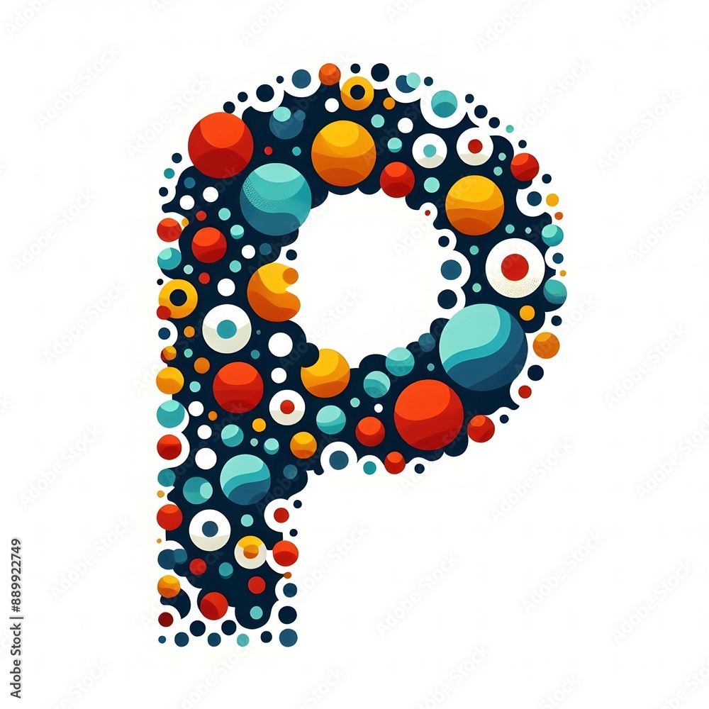 Fototapete AI Generate of Logo Letter P created using random color dots