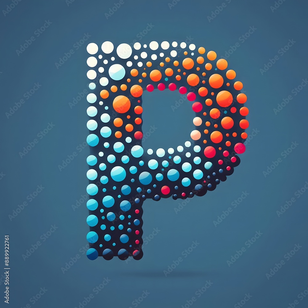 Fototapete AI Generate of Logo Letter P created using random color dots