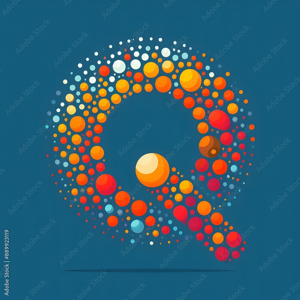 Fototapete AI Generate of Logo Letter Q created using random color dots