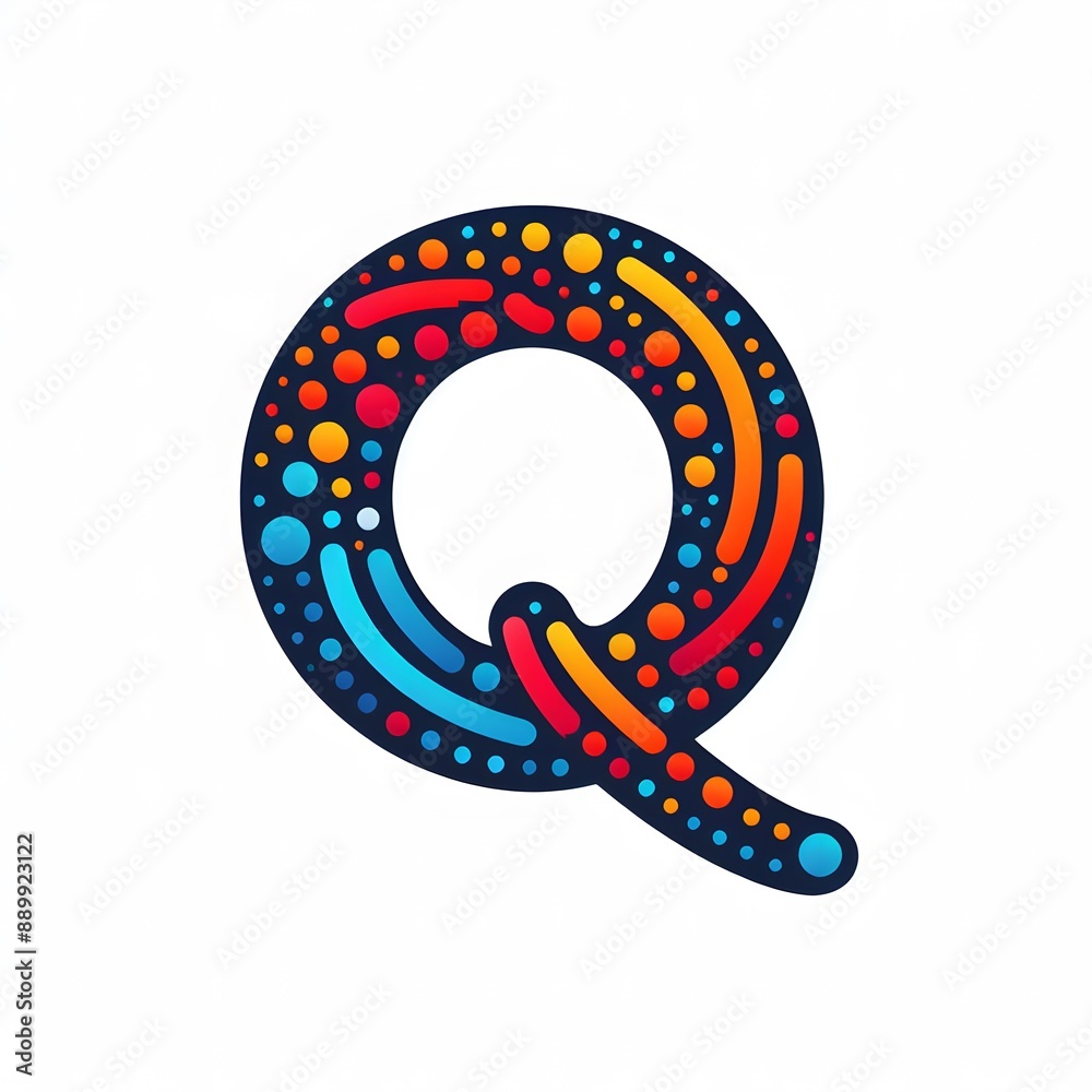 Fototapete AI Generate of Logo Letter Q created using random color dots