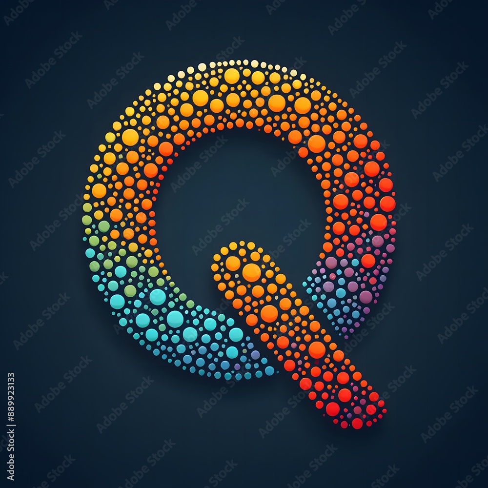Fototapete AI Generate of Logo Letter Q created using random color dots