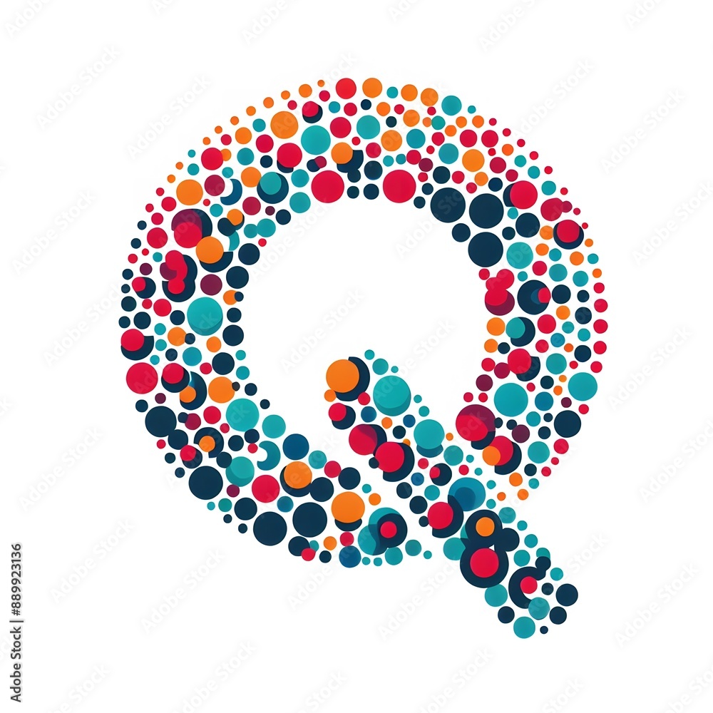 Fototapete AI Generate of Logo Letter Q created using random color dots