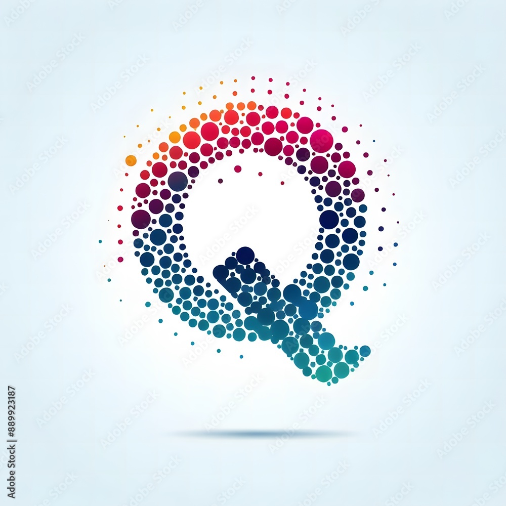Fototapete AI Generate of Logo Letter Q created using random color dots