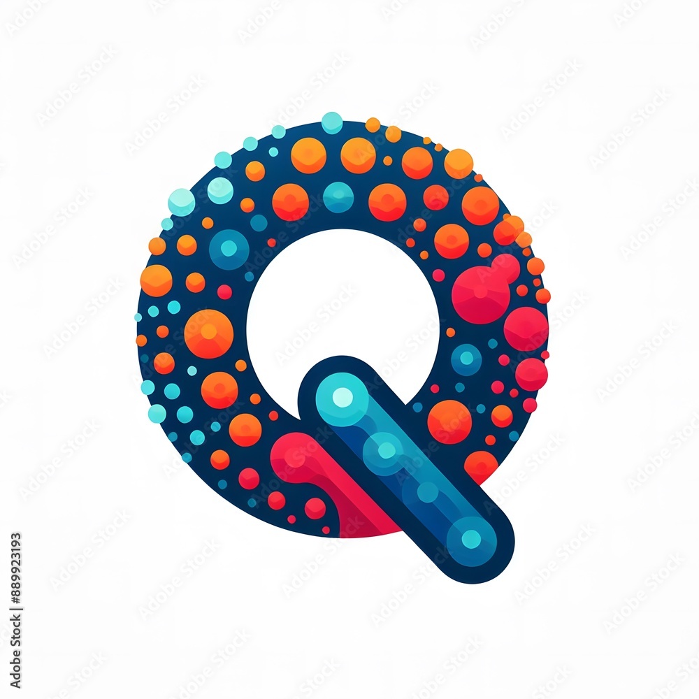 Fototapete ai generate of logo letter q created using random color dots