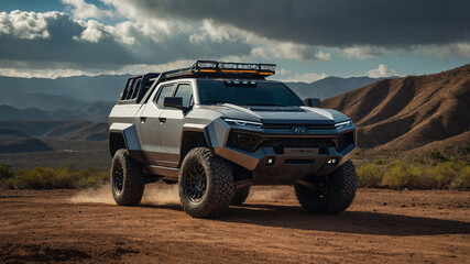 futuristic car in a city