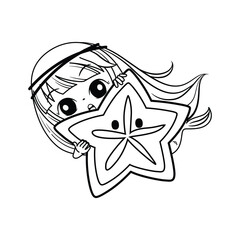 Kawaii Cloud with Hanging Stars with pink background