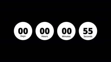 One day countdown timer one minute animation from 60 to 0 seconds, 60 Seconds countdown, Day hour minute and second countdown timer, Countdown