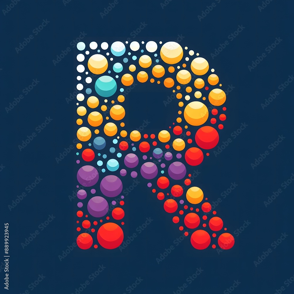 Fototapete AI Generate of Logo Letter R created using random color dots