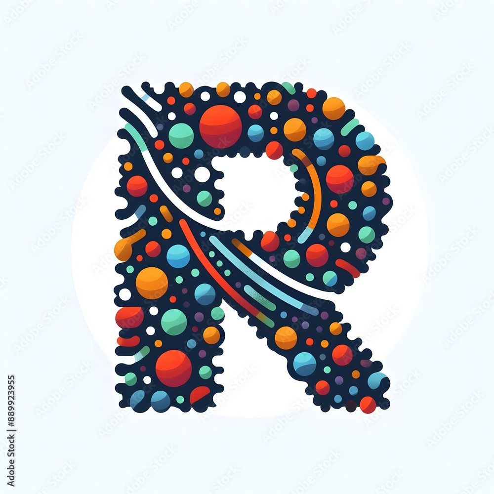 Fototapete AI Generate of Logo Letter R created using random color dots