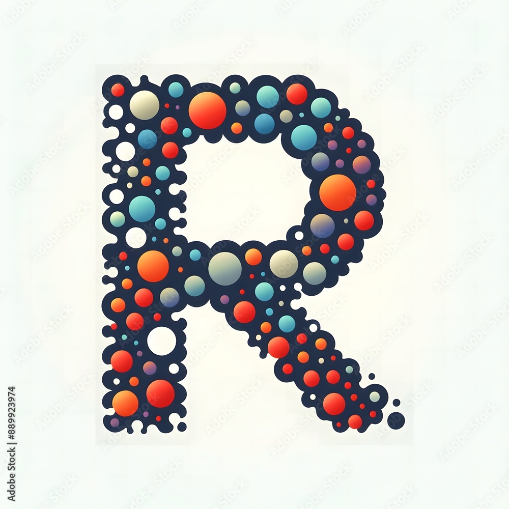 Fototapete AI Generate of Logo Letter R created using random color dots